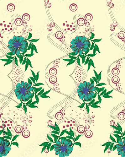 seamless vector  flower design  pattern on  background