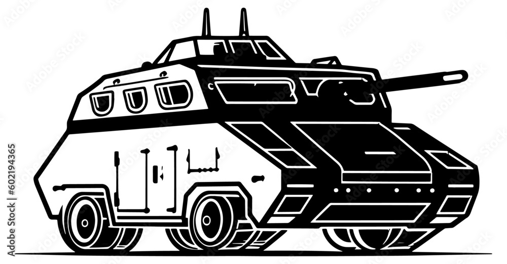 Fototapeta premium illustration of a tank, armoured fighting vehicle illustration