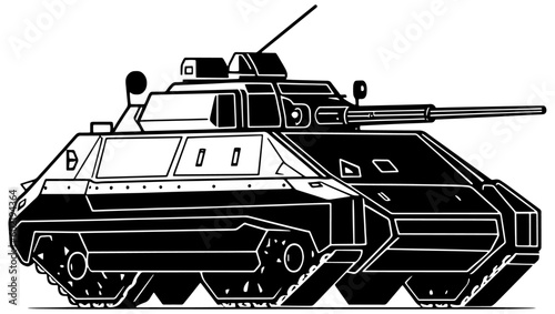 tank isolated on white, armoured fighting vehicle illustration