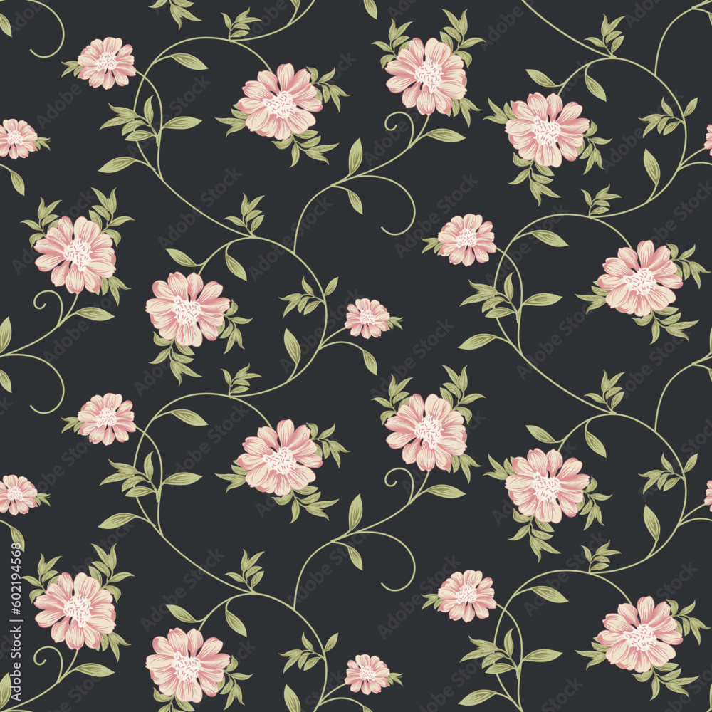 Fototapeta seamless small vector flower design on background