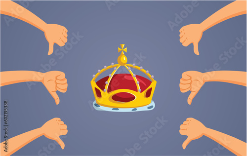 People Disliking the Monarchy Institution Vector Cartoon Concept Illustration. Social activism against the royal institution in modern times
