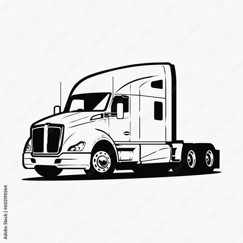 Semi truck big rig 18 wheeler vector art illustration isolated Semi truck big rig 18 wheeler vector art illustration isolated