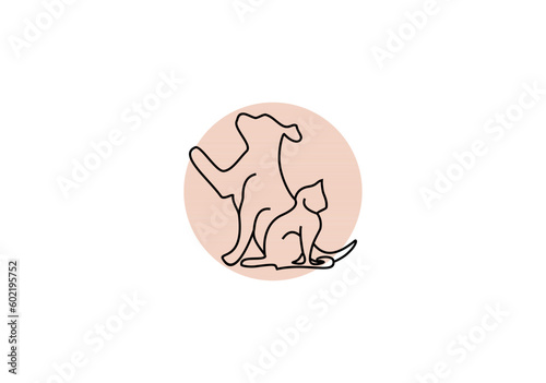 line art logo cat and dog