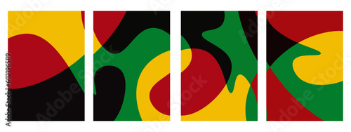 Set of juneteenth abstract background with red, yellow, green black, color. Vertical banner