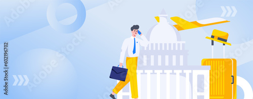 Holiday travel travel characters internet background vector hand drawn illustration

