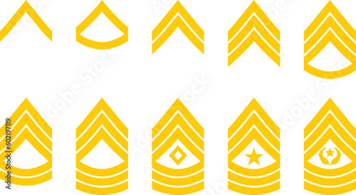 United States army rank badges symbols vector illustrations. photo