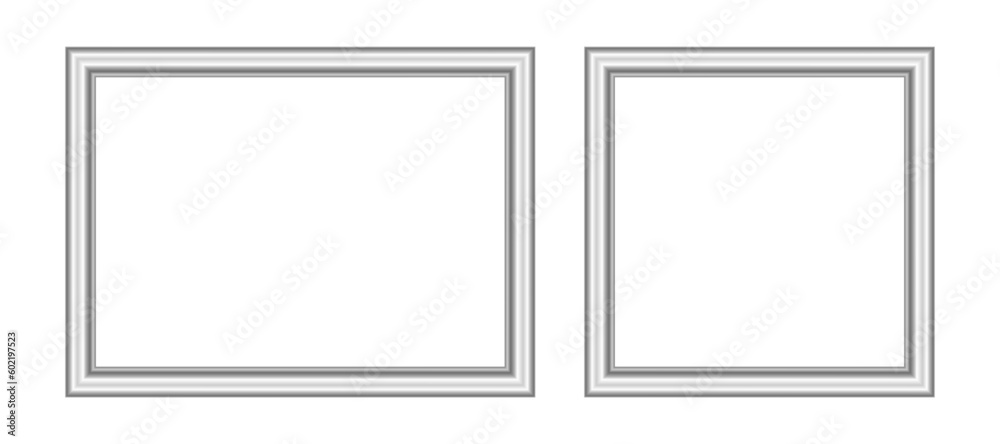 Empty Silver Metallic Grey Picture Photo Frame Isolated on White Vector Illustration Empty Silver Metallic Grey Picture Photo Frame Isolated on White Vector Illustration