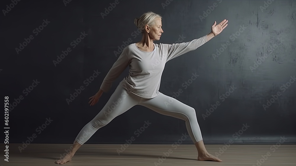 beautiful senior woman exercising on sport and fitness concept.Generative Ai