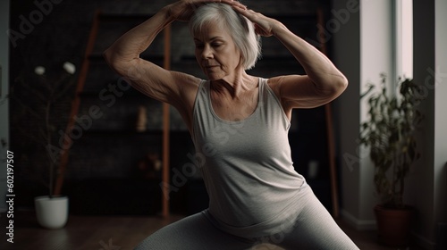 beautiful senior woman exercising on sport and fitness concept.Generative Ai