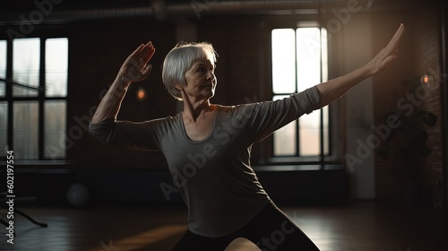beautiful senior woman exercising on sport and fitness concept.Generative Ai