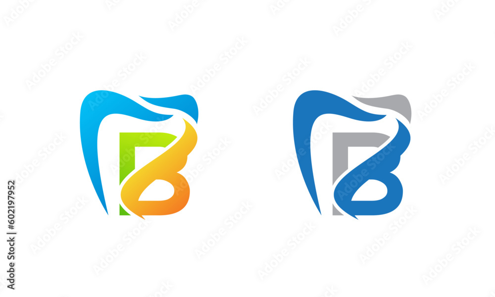 B letter logo design concept for dentist appointment and dental care services. B letter logo design concept for dentist appointment and dental care services.