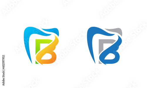 B letter logo design concept for dentist appointment and dental care services.