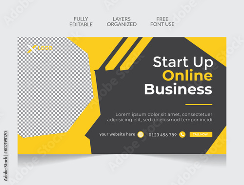 Webinar marketing business conference  youtube thumbnail web banner editable template