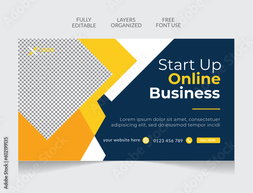 Webinar marketing business conference  youtube thumbnail web banner editable template
