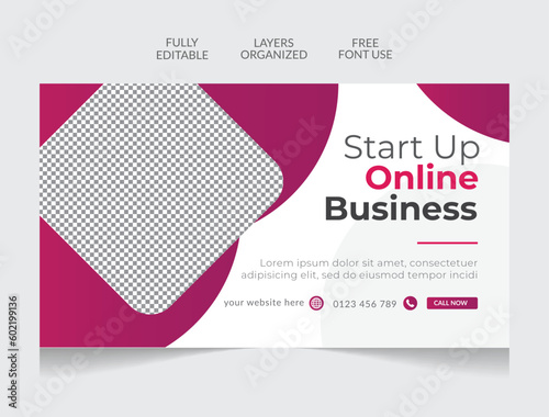 Webinar marketing business conference  youtube thumbnail web banner editable template