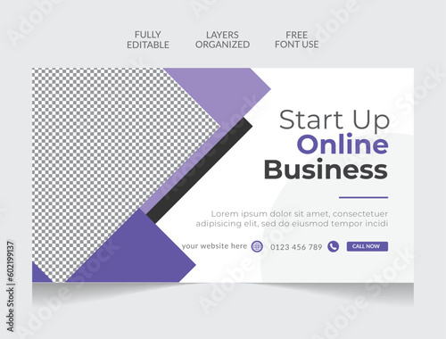 Webinar marketing business conference  youtube thumbnail web banner editable template