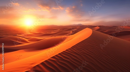 nightfall on sand rise within the sahara leave. Creative resource  AI Generated