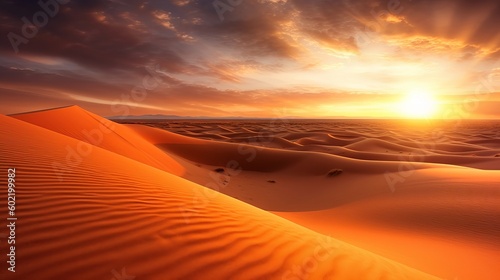 sunset on sand rise interior parts the sahara take off. Creative resource, AI Generated © Denys