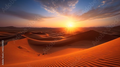 nightfall on sand rise insides parts parts the sahara take off. Creative resource  AI Generated