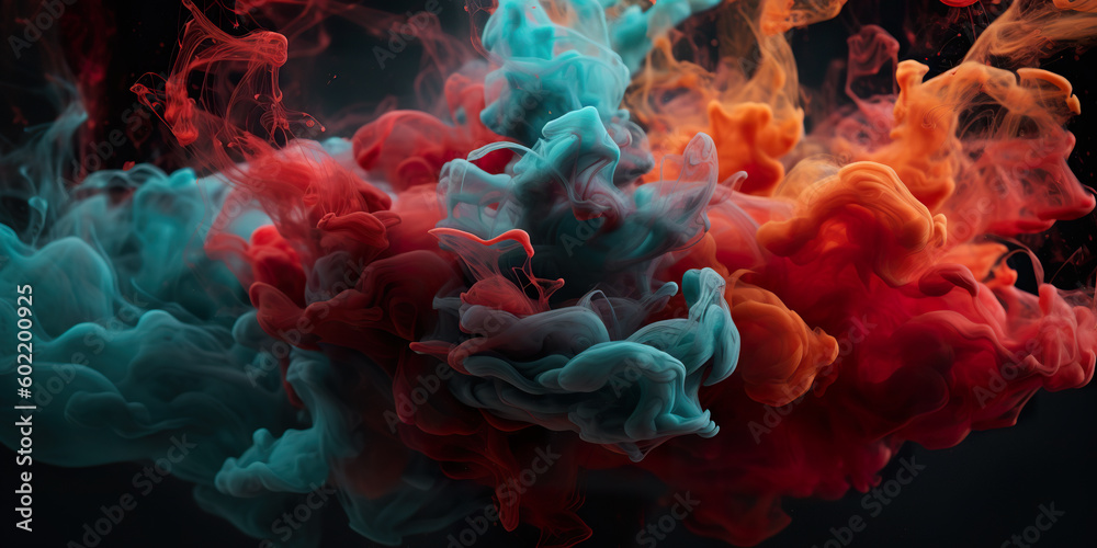 A close up of a red and blue substance. Generative AI.