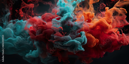A close up of a red and blue substance. Generative AI.