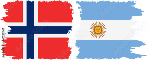 Argentina and Norway grunge flags connection vector