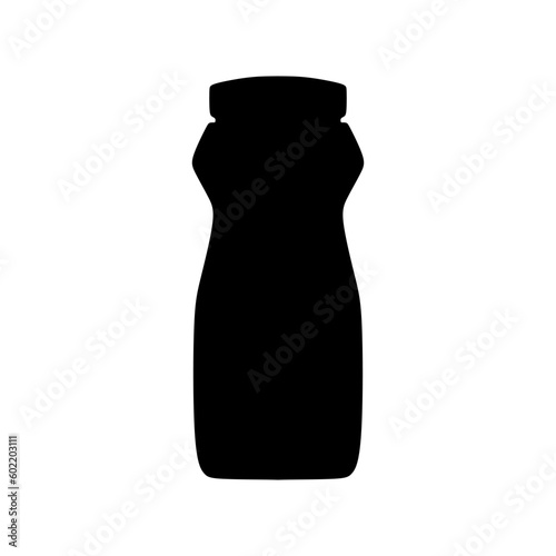 Coffee drink bottle silhouette icon. Instant coffee ready to drink. Coffee Creamer (Sugar-Free). Editable vector illustration template in trendy style.