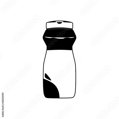 Coffee drink bottle in black white icon. Instant coffee ready to drink. Coffee Creamer (Sugar-Free). Editable vector illustration template in trendy style.