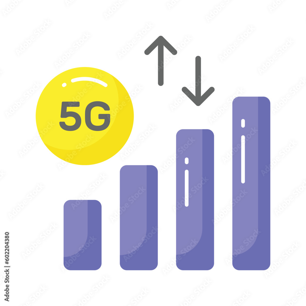 Beautifully designed vector of 5G technology signals in trendy style, premium icon Beautifully designed vector of 5G technology signals in trendy style, premium icon
