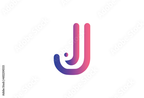 j letter shape logo design isolated on white