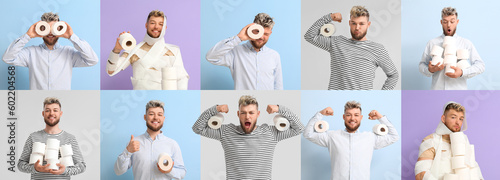 Collage of young man with m...