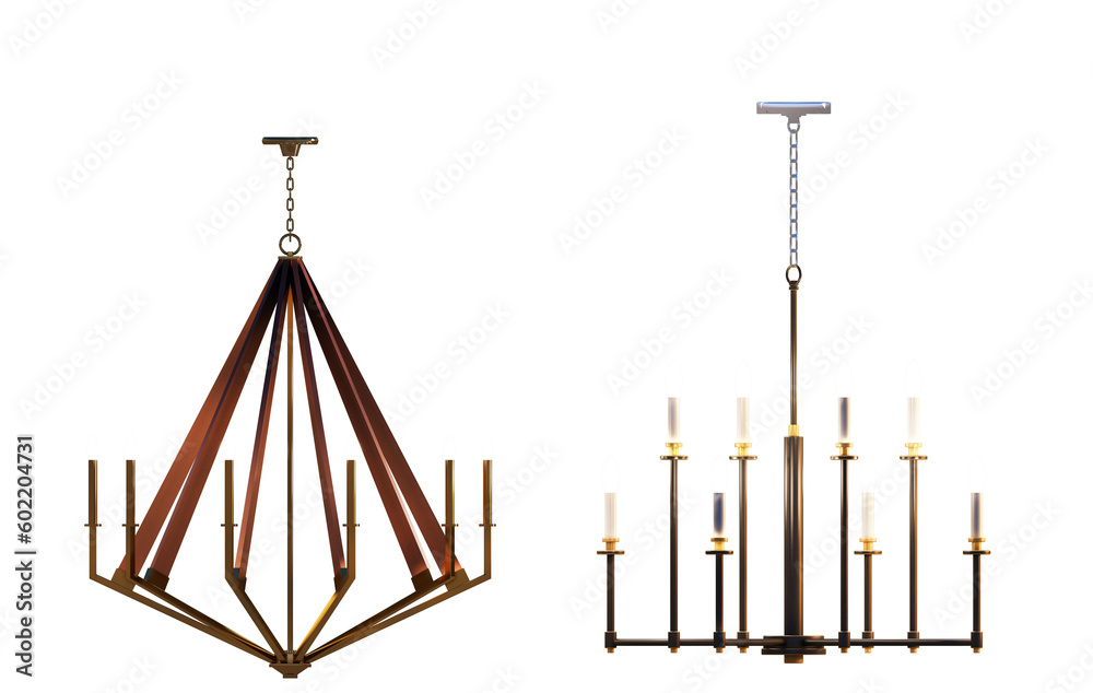 Chandeliers Multiple Modern Themes on Transparent Background