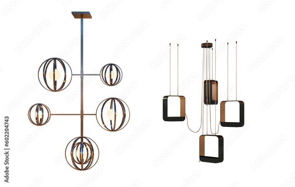 Obraz premium Chandeliers Multiple Modern Themes on Transparent Background