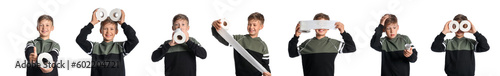 Set of little boy with toil...