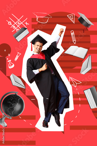 Dancing male graduating stu...