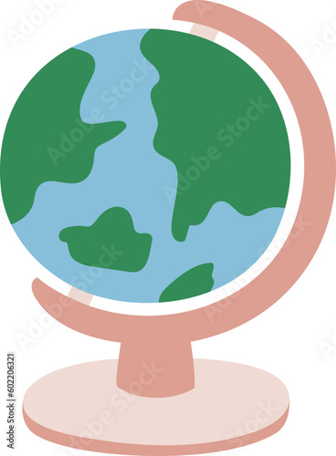 Flat School History Globe World Sphere Earth Model Doodle Hand drawn Cartoon Illustration