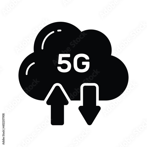 Upward and downward arrow with cloud showing concept vector of cloud syncing with 5G speed