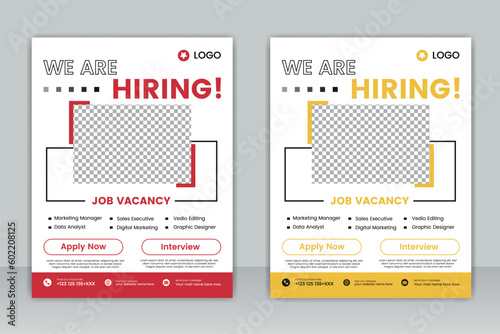 We are hiring flyer design. Job offer leaflet template.  We are hiring Job advertisement flyer template, Vector