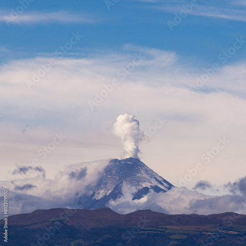 Cotopaxi Volcano eruption column  Quito  Ecuador.