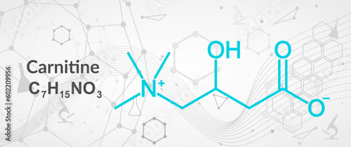 Carnitine food supplement molecule, chemical structure Skeletal formula of vitamin B11.