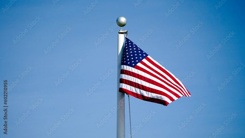 american flag on sky