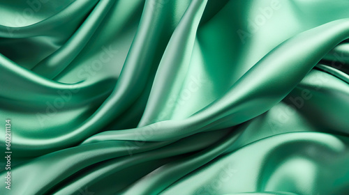 美しい緑色の生地の背景　Generative AI