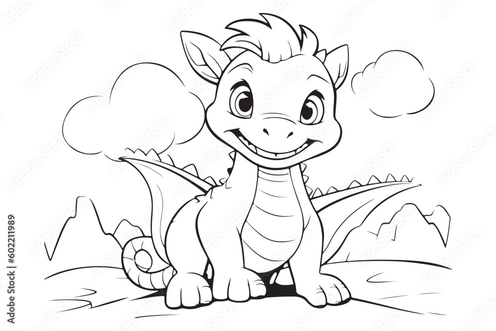 Dragon Character For Coloring Page, Creative Coloring Experiences with ...