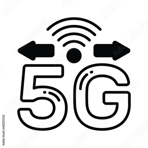 Beautifully designed vector of 5G technology signals in trendy style, premium icon photo