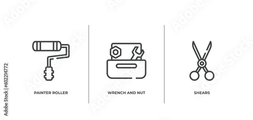 Print op canvas tool box outline icons set