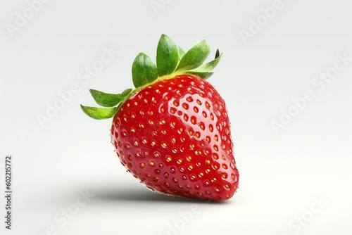 Red strawberry on white background, AI generated