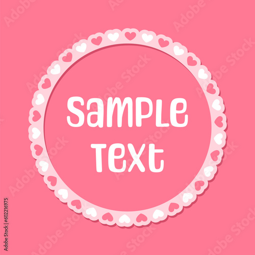 Circle scalloped frame with hearts, Pastel Cute Valentines Border © Aletheia Shade