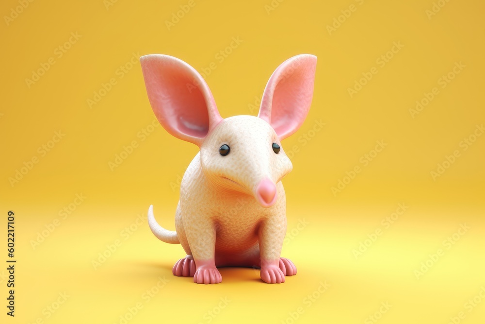 Cute kawaii aardvark or Orycteropus cartoon character, burrowing