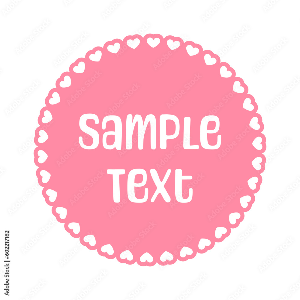 Round scalloped frame with hearts pattern text frame, Pastel Cute Valentines Frame Border
