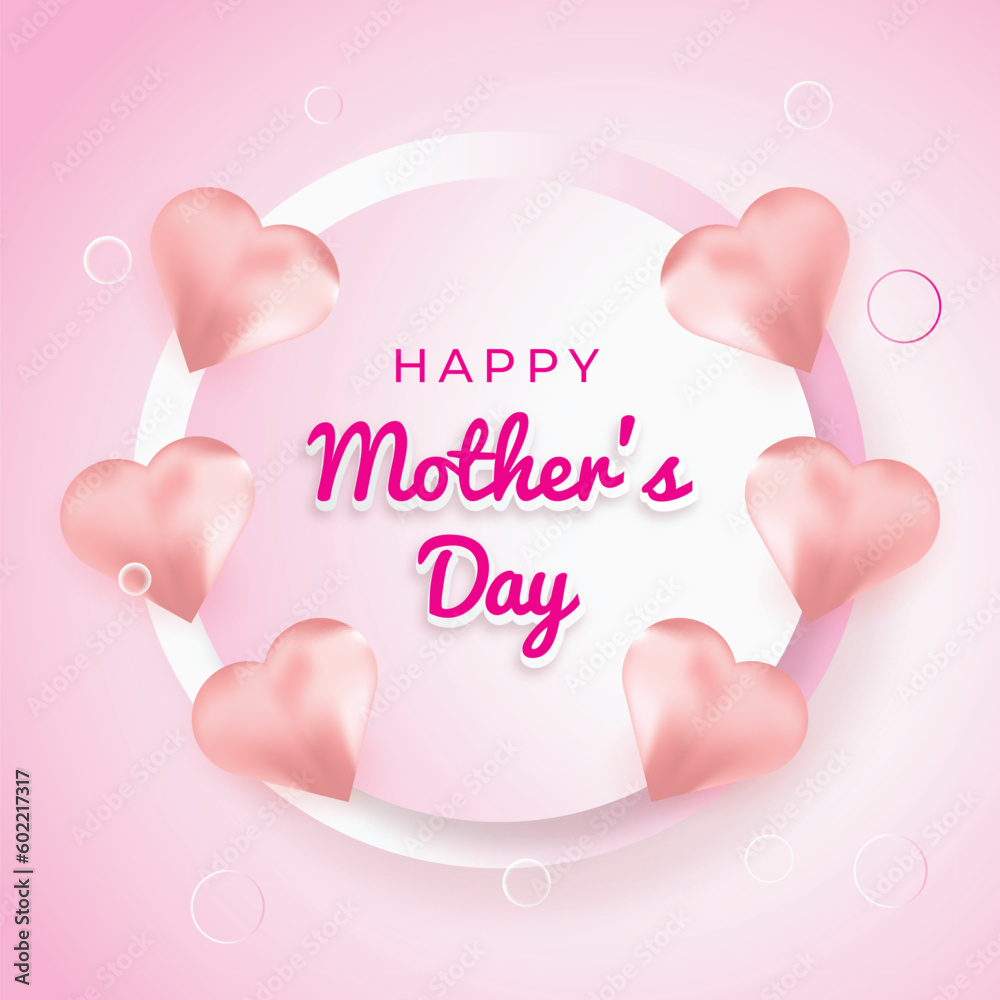 Vector happy mothers day celebration white hearts card background design